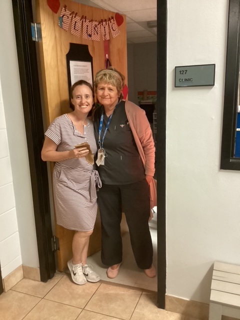Patty Dennis with Assistant Principal Lydia Yeoman